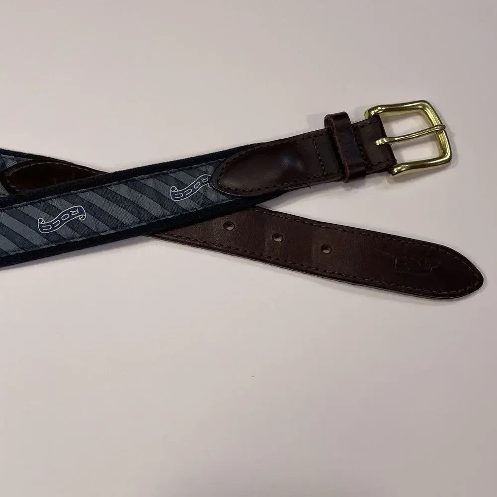 Vineyard Vines ROCC Belt Men’s 30 Golf Blue Brown Leather Country Club